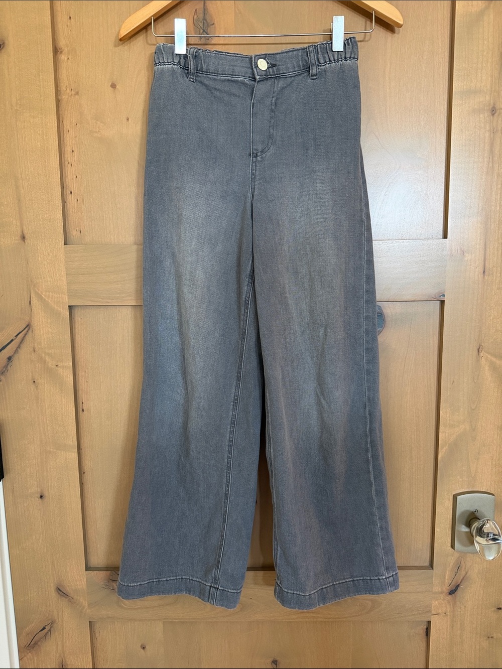 Zara Wide-Leg Kids Soft Pants 100% Cotton in Washed Gray